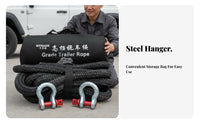 Heavy-Duty Tow Strap and Shackle Set Break-Resistant Braided Tow Strap with Shackles Reinforced Loops Towing Equipment High-Density Weave for Rugged-Highway Enthusiasts, Truck Owners, Drivers, Roadside Emergency, Trail Riding
