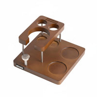 Wooden Puck Press Stand Rectangular Tamping Station Espresso Tool Holder Solid Wood Metal Tamping Base Stand