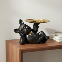 French Canine Statue Tray Multi-Functional French Canine Key Bowl Dog Butler Tray Creative Design Entryway Table Organizer