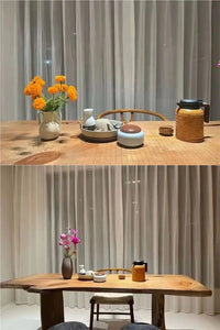 侘寂风古典原木茶桌复古做旧自然面装饰展示长桌民宿实木餐桌茶台