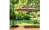 Cantilever Patio Umbrella Ventilated Top Cantilever Umbrella with Base Crank-Open for Homeowners, Vendors, Garden, Backyard, Balcony