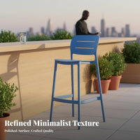 Minimalist Design Stackable High Stool Indoor & Outdoor Use Bar Chair Easy to Clean Seating Furniture Single-Piece Molded for Adults, Homeowners, Business Owners, Cafe, Patio, Kitchen, Dining Room