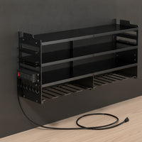 Heavy-Duty Power Tool Organizer with Power Strip Space-Saving Drill Holder with Charging Station Allall-in-One for Mechanics, Workshop