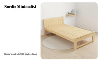 Slatted Pine Bed Frame sturdy Wood Construction Wooden Slat Bed Frame Minimalist Design Bedroom Furniture for Children, Students, kid's Room, Apartment