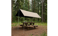 PU3000+ Rectangular Tarp Canopy Rubberized Coating Waterproof Camping Tarp Khaki Oxford Material Canopy Black Underside