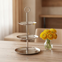 3 Tier Stand Stainless Steel Dessert Serving standGrade Tier Tray for Parties, Buffet