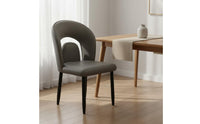 High-Resilience Foam Cushion Upholstered Leather Dining Chair Stable Frame Curved Back Side Chair Anti-Slip Foot Pads Household Furniture Waterproof for Kitchen