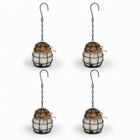 4 Pieces Drum-Shaped Hanging Nesting Ball with Hook Outdoor Nesting Ball with Hook Natural Rustic for Wild Birds, Garden, Yard, Balcony, Patio
