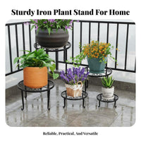 5 Pieces Single Tier Pot Stand Indoor Outdoor Use Wrought Iron Plant Stand Round Planter Riser Rust-Resistant for Desktop