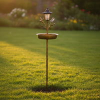 Garden Stake Bird Bath Outdoor Bird Bath with Lantern Decorative for Gardeners, Flower Beds, Backyard, Patio