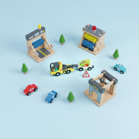 Sturdy Wood Construction Car Wash Toy Imaginative Play Wooden Police Station Toy Educational Police Station Playset Sparks Creativity for Children, Preschoolers, Toddlers, Preschool, Daycare, Playroom