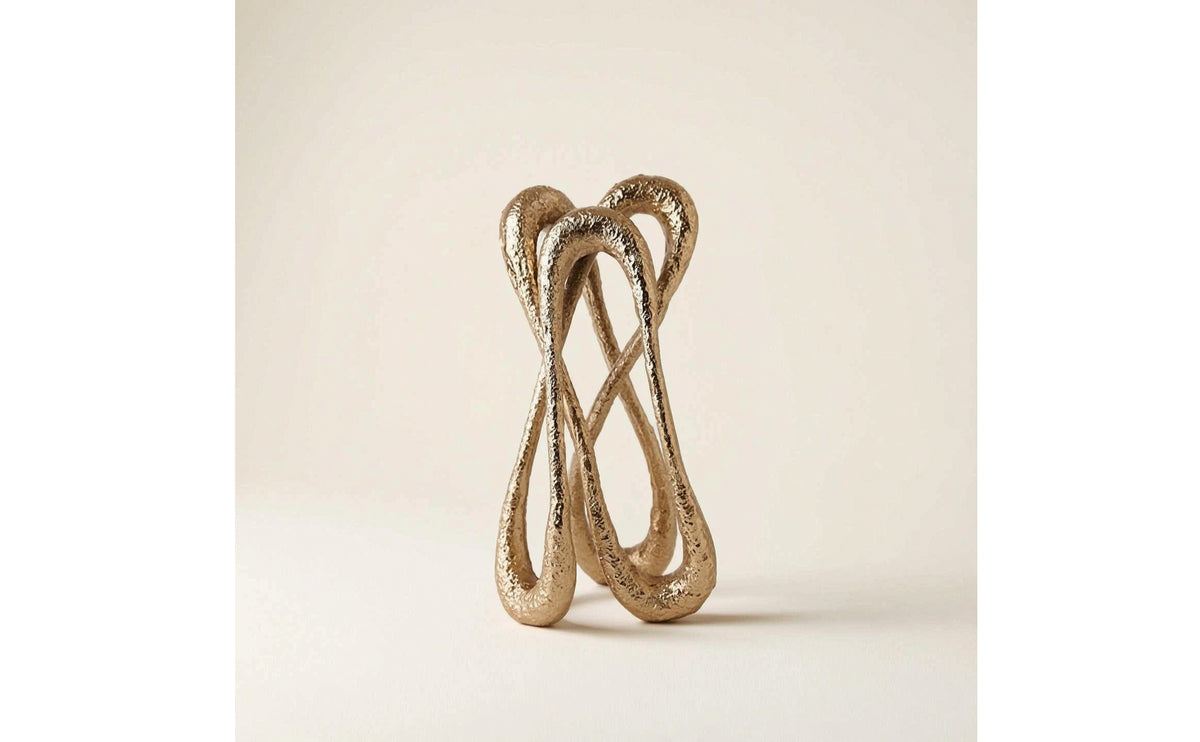 Abstract Sculpture Textured Metal Sculpture Lustrous Looped for Entryway, Office