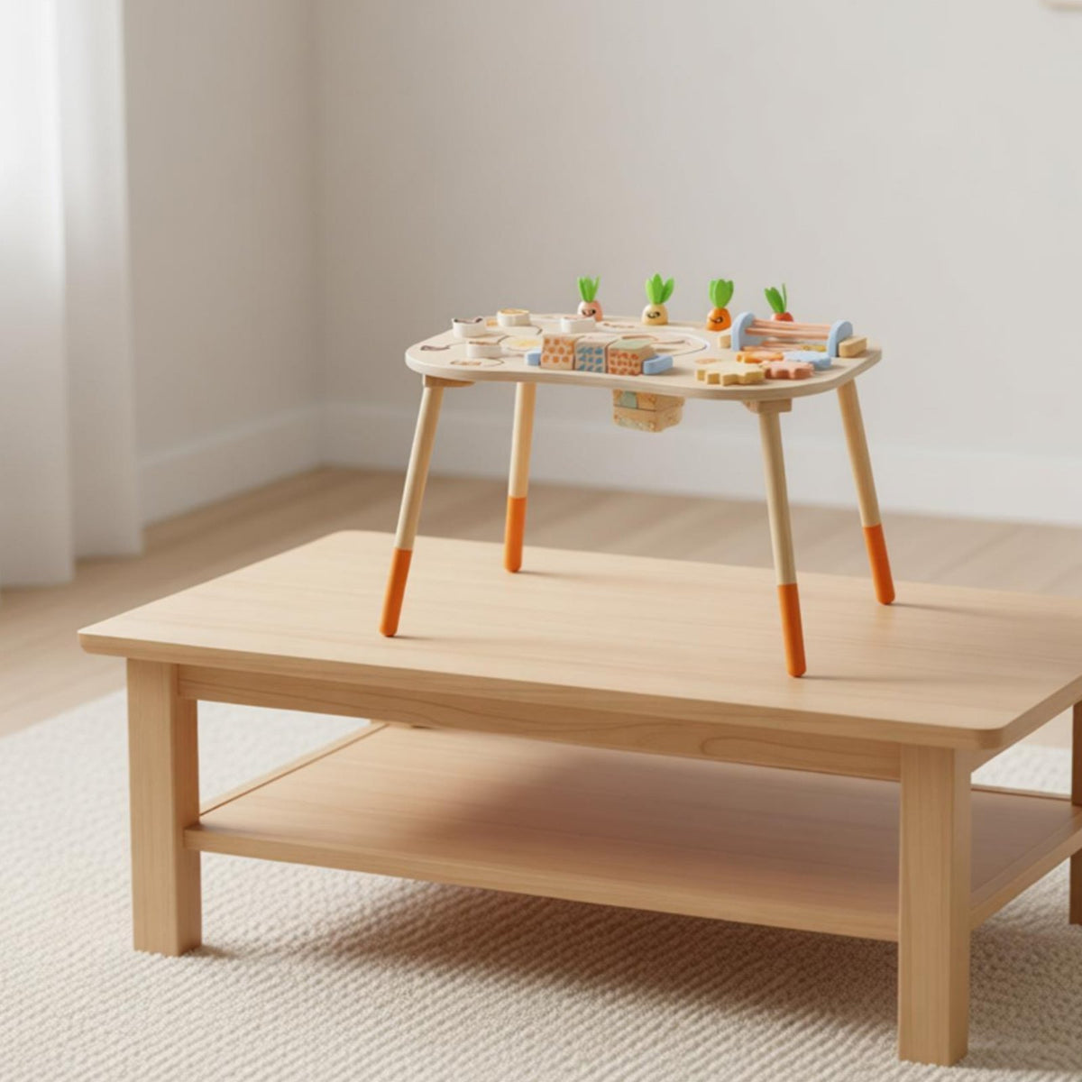 Exploratory Busy Table Smooth Edges Multifunctional Wooden Activity Sturdy Table Design Infant Toy for Young Children, Infants, Playroom