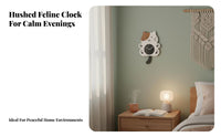 Swinging Tail Cat Clock Creative Design Cartoon Cat Clock House Decoration Silent Movement Battery Operated for Bedroom, Nursery
