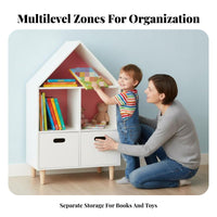 childs' hanging book display multi-functional with storage compartments Includes Drawers children's Room Furniture Multi-Functional Design Book Organizer for young children, Playroom, Kindergarten