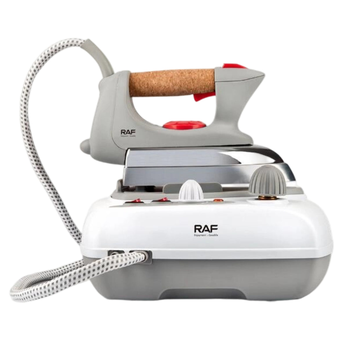 Corded Steam Station Iron with Cork Handle Tabletop Iron with Separate Base Unit Compact for Homeowners, Laundry Room, Home