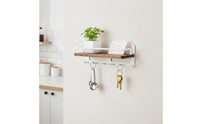 Wall Key Holder with Shelf Decorative Key Rack with Hooks Space-Saving for Foyer