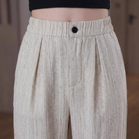 Women's Summer Trousers with Straight Leg in Ice Silk Polyester, Smart Casual Loose Fit Pants for Petite and Tall, Plus Size Available