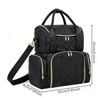 Double Layer Makeup Top Handle Handle Quilted Cosmetic Case Multiple Pockets Train Case for Salon