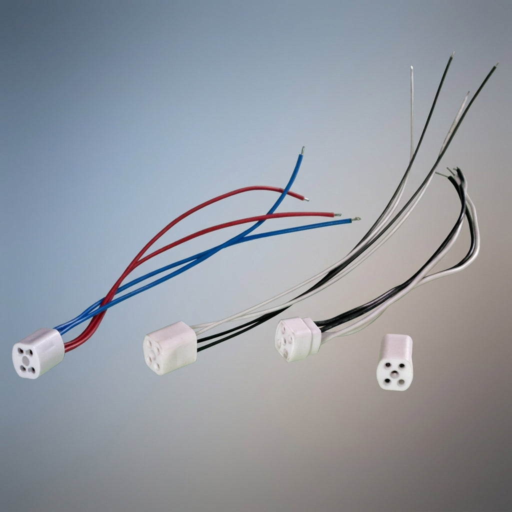 Bathroom Light Ceramic Lamp Holder with 30cm Wire Length, Heat Resistant 4 Pin Lamp Holder for Ballast Connection, Size 20 G10q Ceramic Lamp