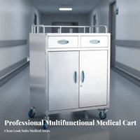 Easy-to Stainless Steel Medical Trolley Lockable Casters Rolling Instrument Cart Versatile Design Tooth Care Supply Cabinet on Wheels Heavy Duty for Dentists, Beauticians, Phlebotomists, Medical Facility, Operating Room, Laboratoryoratory Oratory