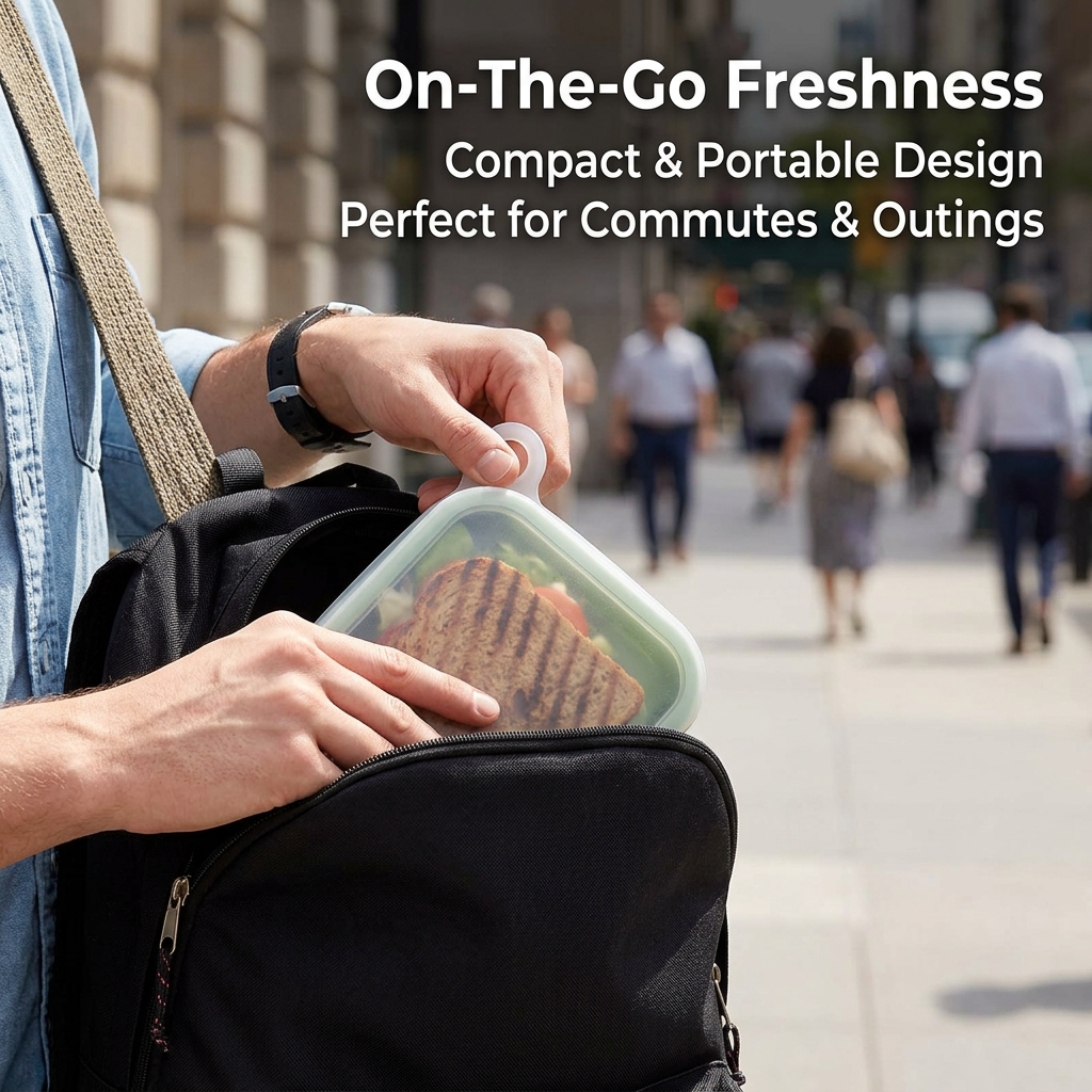 Sandwich Box for School Lunch, Sandwich Holder for Work, Reusable Sandwich Container, Lunch Box Easy Locking, Compact Portable Lunch Carrier