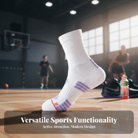 Anti-Odor Towel Bottom Running Socks Moisture Wicking Medium-Calf Sports Socks High Elasticity for Runners, Athletes