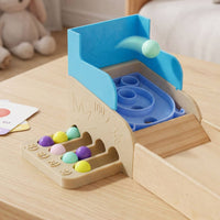 Wooden Marble Toy with Sloped Ramp Tabletop Arcade Toy Educational Marble Run Set for Kids