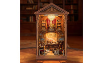 Retro Wooden Literary Alcove Warm LED Wooden Literary Alcove Lights Mini Shelf House for Desk