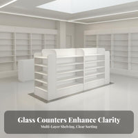 Pharmacy Display Cabinet Stable Structure Glass Medicine Shelf Large Capacity Medical Facility Storage Cabinet for Pharmacists, Shopkeepers