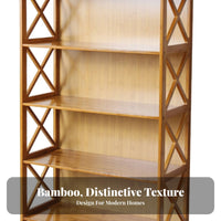 Minimalist Design Narrow Vertical Shelf Unattachedstanding Multi-Tier Cross-Braced Frame Shelf Sturdy Construction Bookshelf Combinable for Office Workers, Apartment Dwellers, Study Room, Bedroom, Corner Areas, Entryway