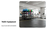 Gym Equipment Storage Rack With Wheels Exercise Ball Holder Stand Space Saving Home Gym Organizer Rack for Personal Trainers
