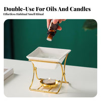 Tealight Oil Burner Decorative Essential Oil Burner Candle Dispenser Easy to Clean Ceramic Scented Liquefy Warmer for Spa