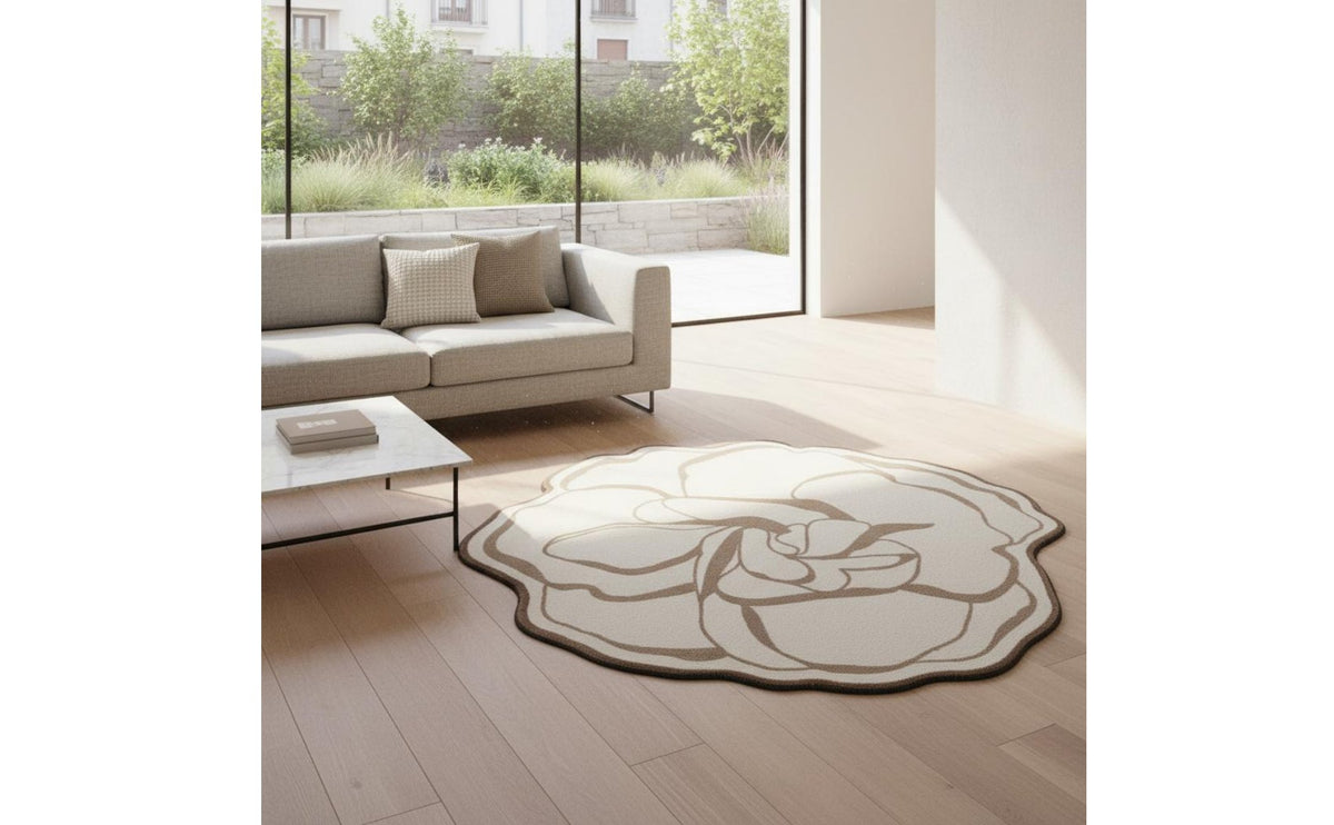 Easy to Clean Irregular Flower Shaped Rug Washable Irregular Flower Rug Ultra Soft Blossom Pattern Floor Mat Non-Slip Backing for Bedroom