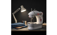 Built-in Light Mini Electric Sewing Machine Foot Pedal Desktop Sewing Machine Metal Hook Craft Tool Spare Bobbins