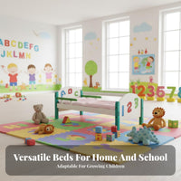 Kindergarten Rest Bed Space-Saving Solid Wood Young child's Bed Guardrails Preschool Sleeping Cot for Young Children, Preschoolers, Classroom, Nursery