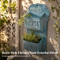 Embossed Lettering Decorative Mailbox Scrollwork Details Wall-Mounted Mailbox Organizer Distressed Finish Rustic Post Box