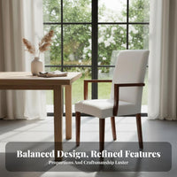 Removable and launderable Cover Upholstered Dining Chair sturdy Wood Frame Fabric Armchair With Armrests Indoor Furniture Minimalist Design for Homeowners, Students, Seniors, Office, Restaurant, Study Room, Bedroom