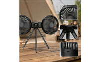 Two-headedHead Fan with Tripod Stand Wireless for Camping