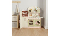 Wooden Play Kitchen Interactive Wooden Pretend Kitchen Smooth Surface Kids Cooking Playset for Young Children