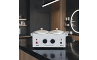 Double Depilatory Melter Countertop Two-Chamber Depilatory Warmer Appliance Electric for Estheticians, Spas, Home Waxing