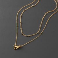 Elegant Double-Layer Stainless Steel Necklace with Single Diamond Pendant for Women