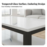 Light Luxury Feel 2-Tier Glass Coffee Table Modern design Living Room Furniture Minimalist Indoor Furnishing Easy to Clean for Office Workers, Apartment Dwellers, Homeowners, Reception Area, Lounge, Bedroom