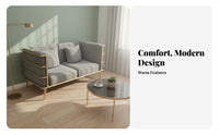 3 Pieces space-saving Size Metal Frame Sofa and Table Set Minimalist Design Indoor Furniture Comfortable Upholstery Lounge Group Low Maintenance for Business Owners, Office Managers, Entertainers, Bimmediatelyique, Reception Area, Waiting Room