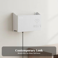 Drilltool-Less Installation Router Concealment Box Space-Saving Design Router Hider Box Cable Management Electronics Organizer Multi-Functional for Homeowners, Office Workers, Students, Living Room, Bedroom