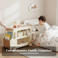 Rolling Changing Table Mobile with Wheels Storage Trolley Sturdy Frame