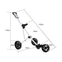 3-Wheel Golf Push Cart Lightweight Three-Wheel Golf Cart Ergonomic Portable for Golfers, Practice Days