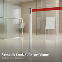 Retractable Belt Stanchion Heavy Duty Base Stainless Steel Queue Pole Sturdy Queue Line Barrier for Security Teams, Banks, Hotels, High-Traffic Areas