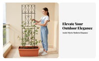 Mobile Planter with Trellis Decorative Scrollwork Rolling Planter with Climbing Frame Versatile Design Upright Garden for Plant Lovers, Patio