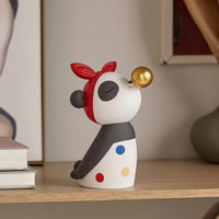 Panda Sculpture with Bubble Stylized Panda Figurine Adorable for Shelf, Desk